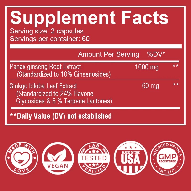 Vegan Korean Red Panax Ginseng - огляд і ціна Ginkgo Biloba Extract